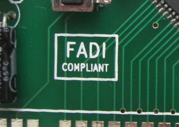 Logo "FADI compliant" - potisk na plošném spoji